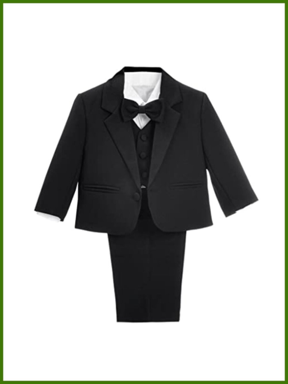 Boys 5 Piece Tuxedo Suit Set Blazer Vest Shirt Bow Tie Pants Formal